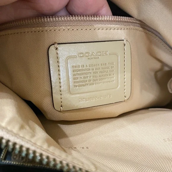 COACH Tan Natural Calf Leather Dufflette Crossbody Bag,Dark Nickel Tone hardware - Picture 14 of 16